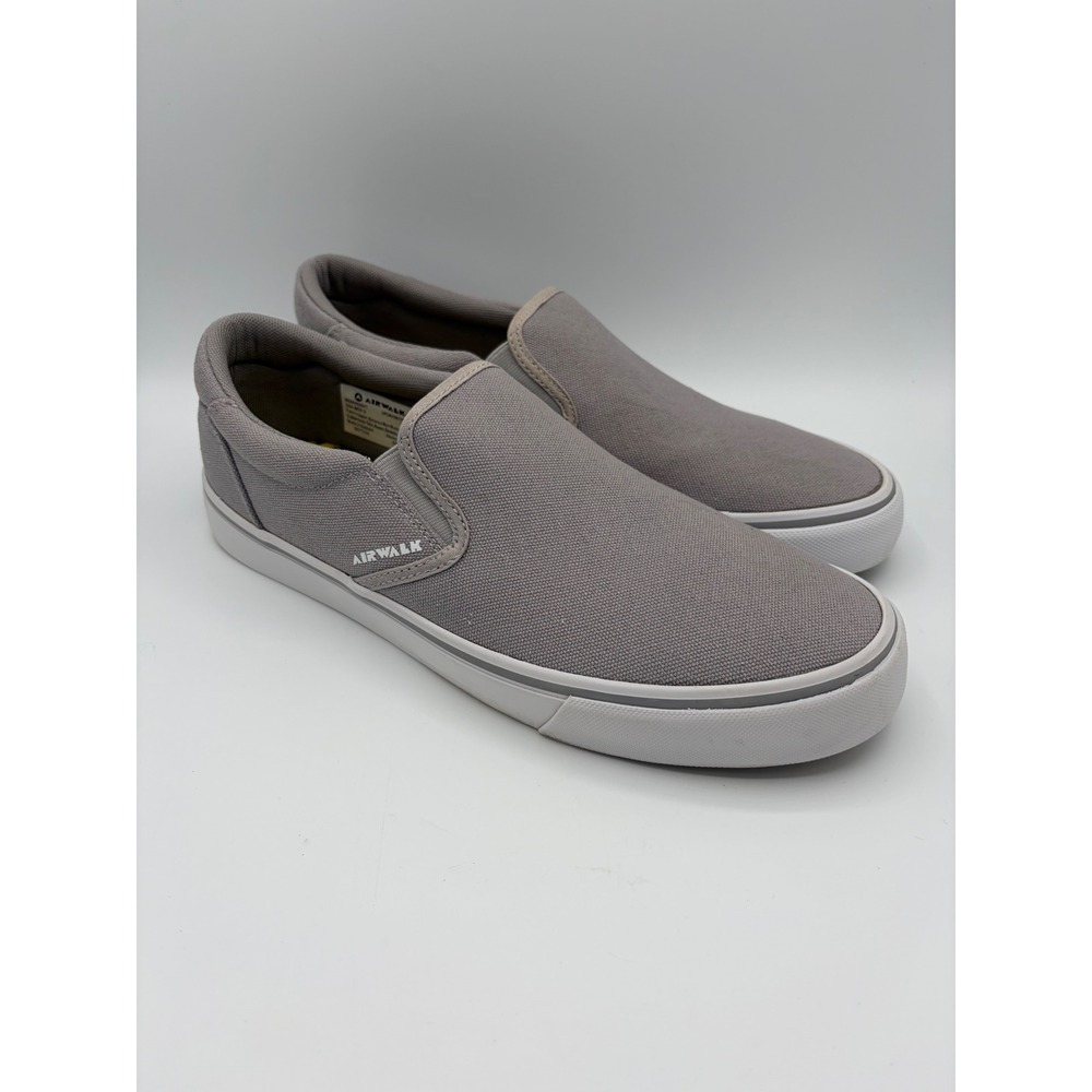 Airwalk Mens Gray Canvas Slip On Skate Shoes Size 10 MNAK45GX017 Smiley Face